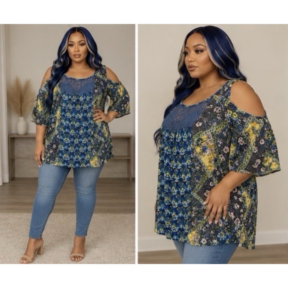 2X New Directions Open Shoulder Multi Top #1139*8**